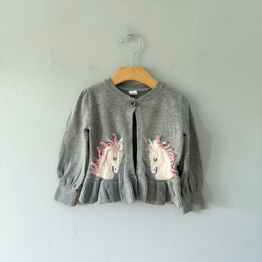 Gap / Grey x unicorn cotton cardigan / 3Y