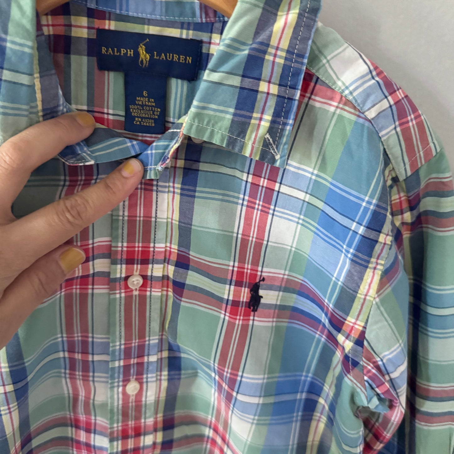 Polo Ralph Lauren / Green checked shirt / 6Y