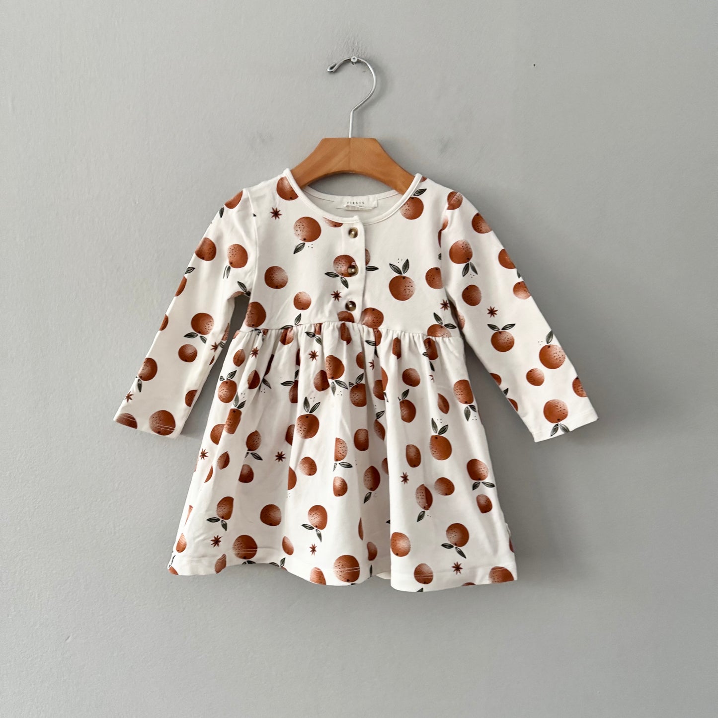 First by petit lem / White x orange dress / 18M