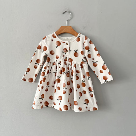 First by petit lem / White x orange dress / 18M