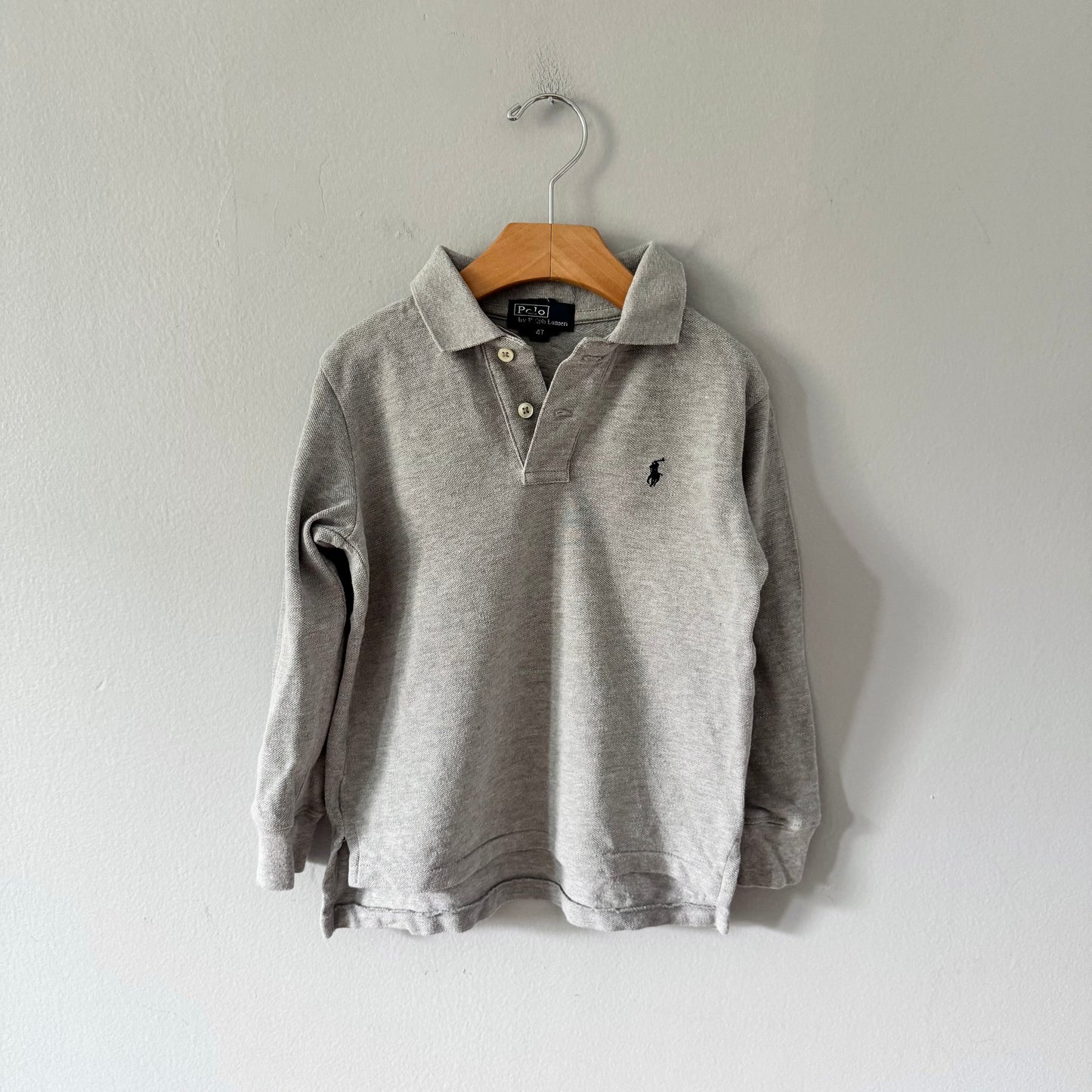 Polo Ralph Lauren / Light grey long sleeve polo shirt / 4T