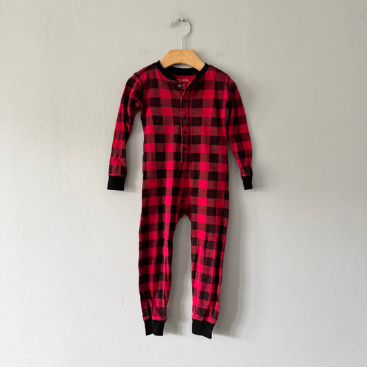 Little blue house / Red black plaid romper / 2T