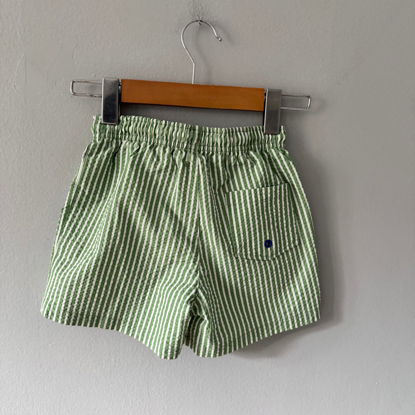 Zara / Green stripe swim trunks / 6-7Y