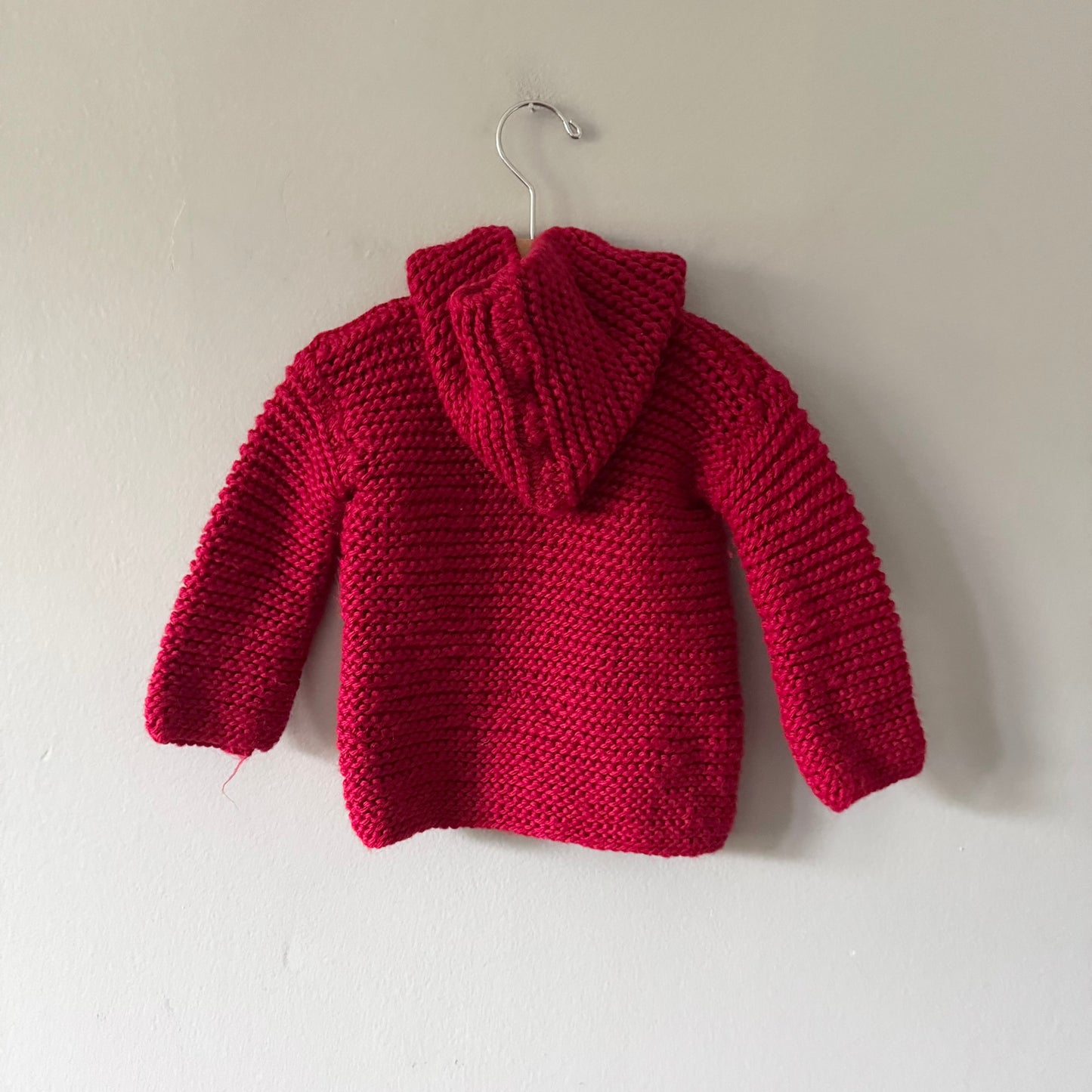 Handmade / Red zip up knit jacket / 18-24M