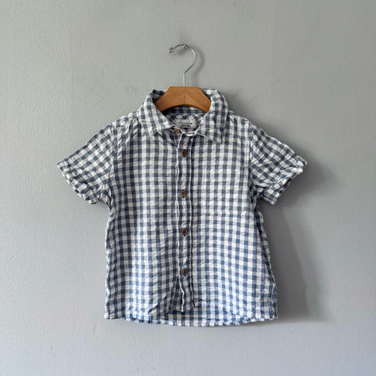 Rise Little Earthlings / Blue gingham shirt / 4-5Y