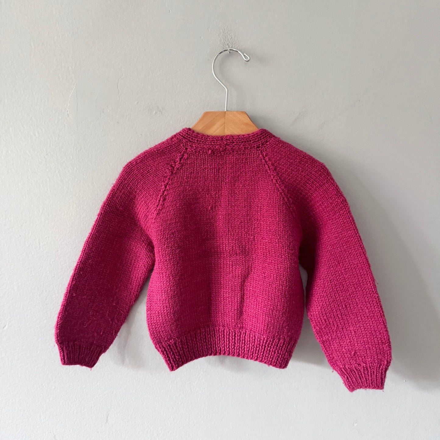 Handmade / Burgundy knit cardigan / 18-24M