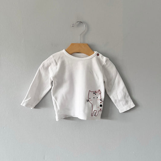 Staccato	/ White x cat long sleeve / 6M(68cm)