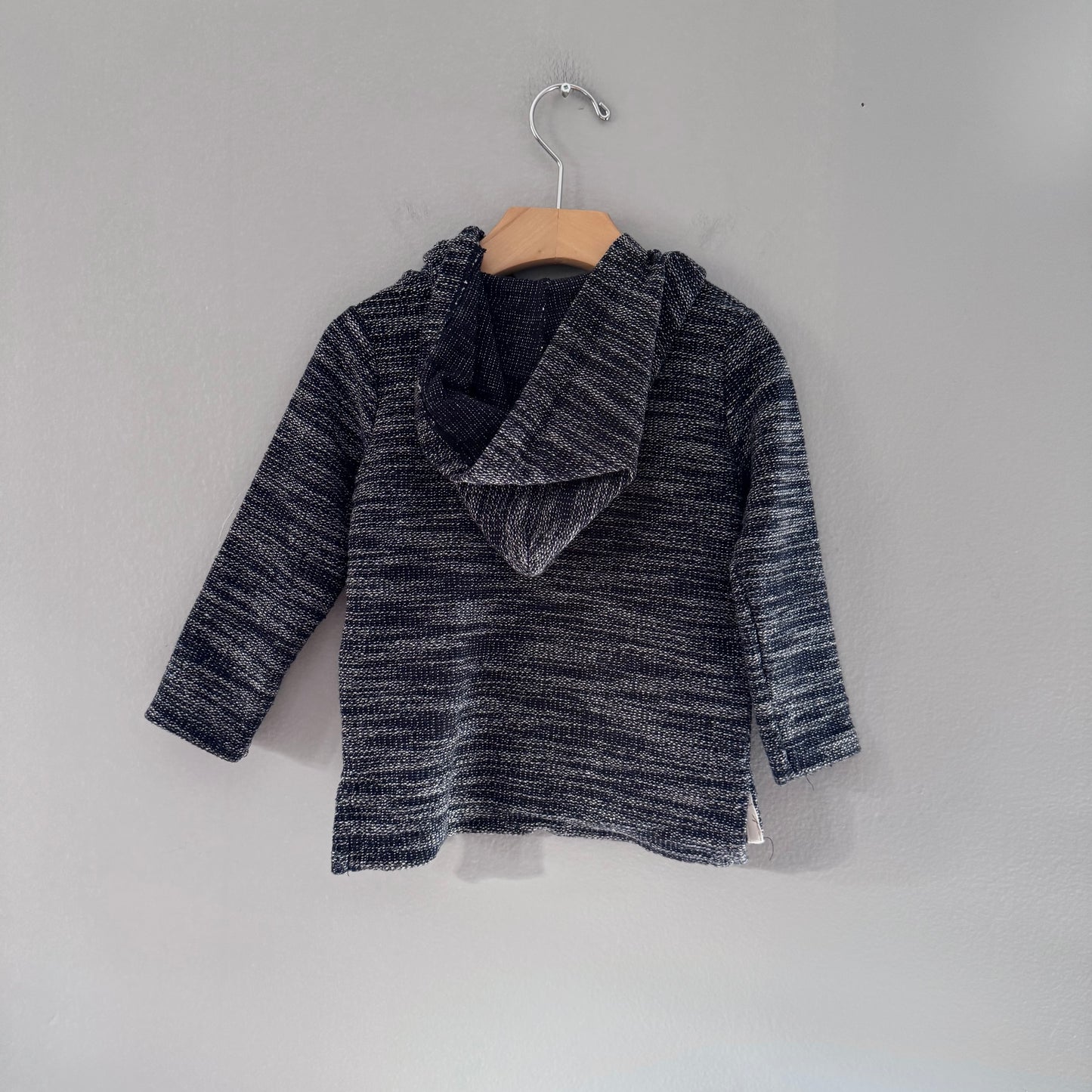 Miles baby / Navy woven hoodie / 2Y