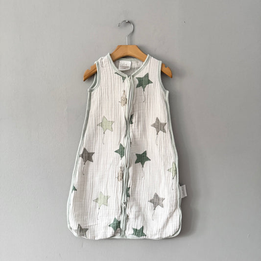 Aden + Anais / White x green star sleep sack / 0-6M