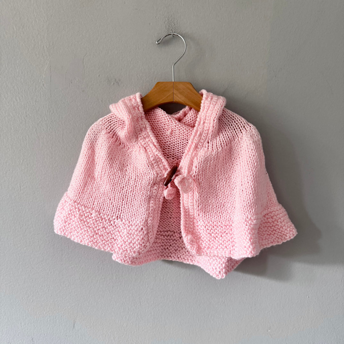 Handmade / Light pink knit poncho / 12-18M