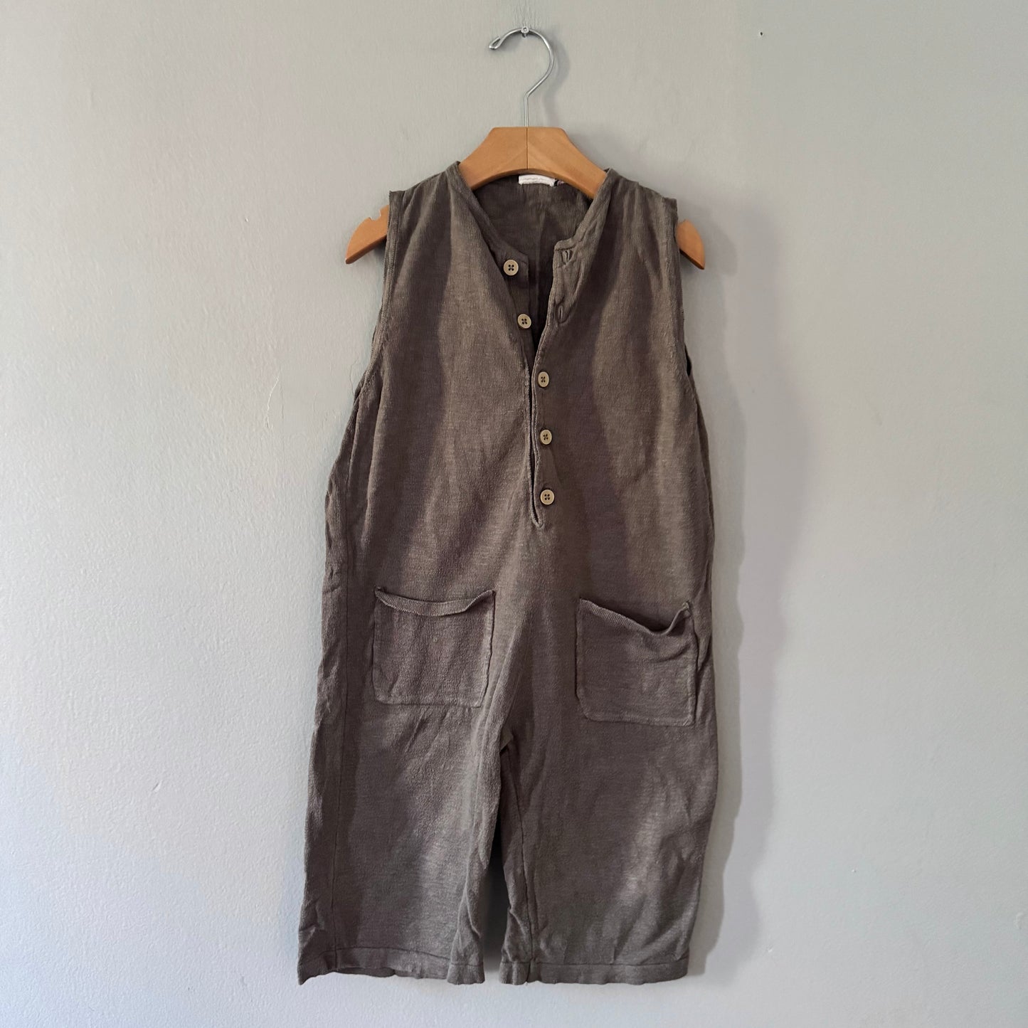 Zara / Grey brown knit tank romper / 4-5Y