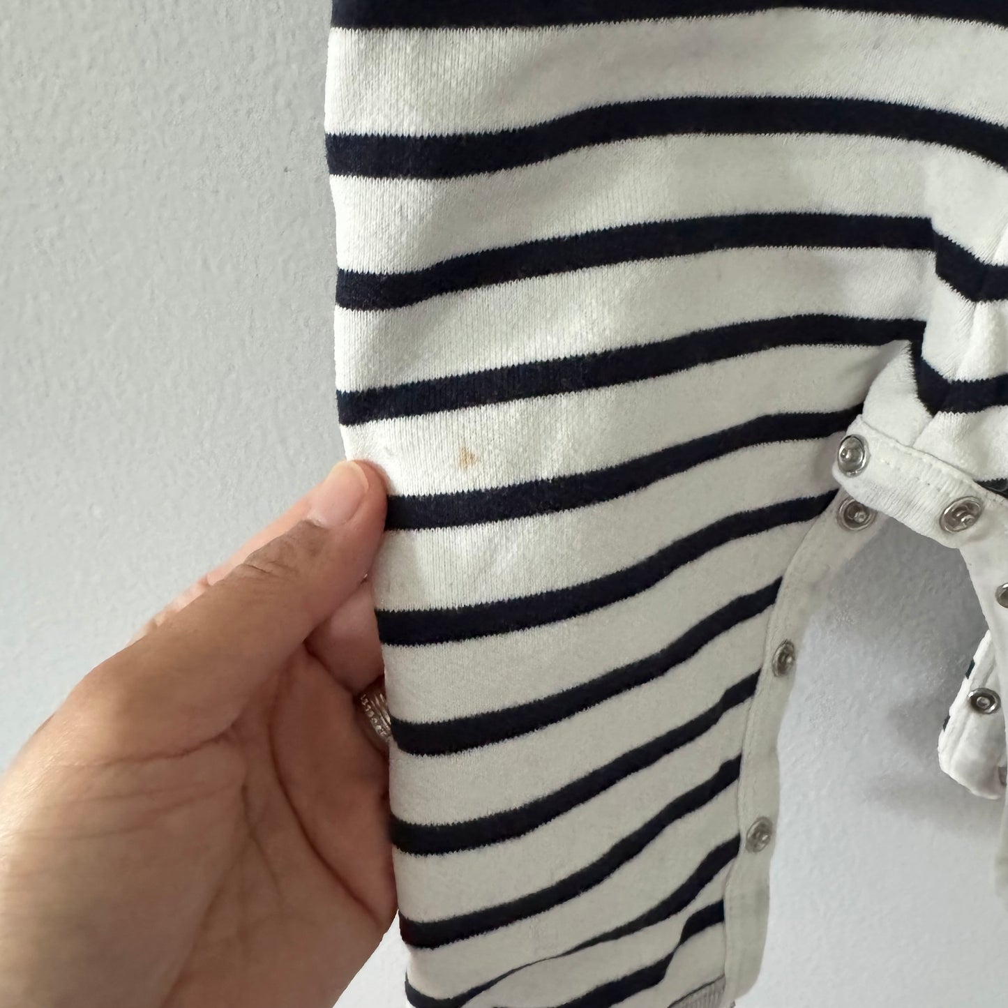 Petit bateau / Stripe x logo crew romper / 18M