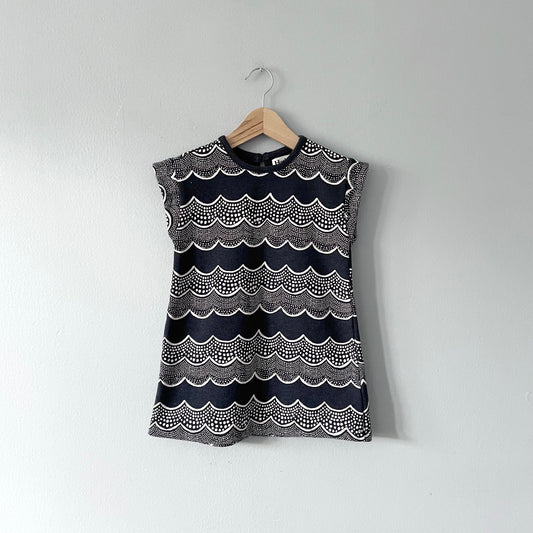 Hatley / Black x white abstract sweat dress / 3Y