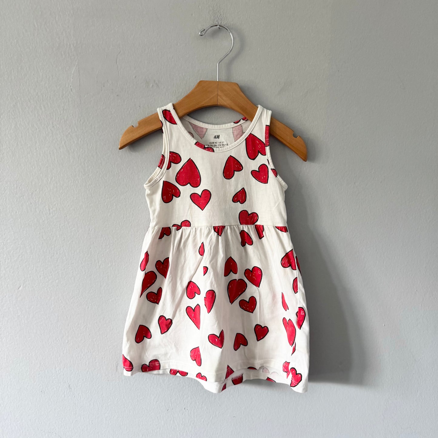 H&M / Robe débardeur cœurs blancs / 18-24M