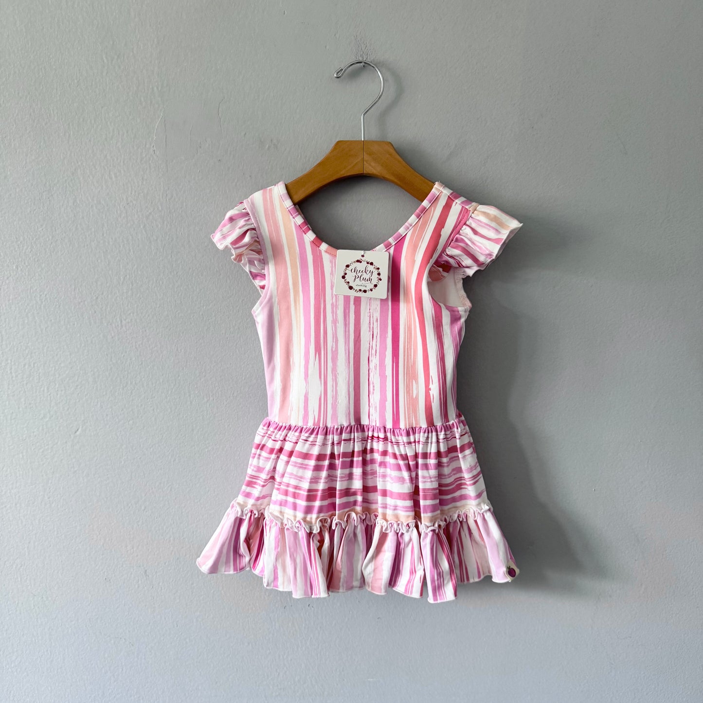 Cheeky Plum Clothing / Maillot de bain rayé rose / 5T - Neuf avec étiquette