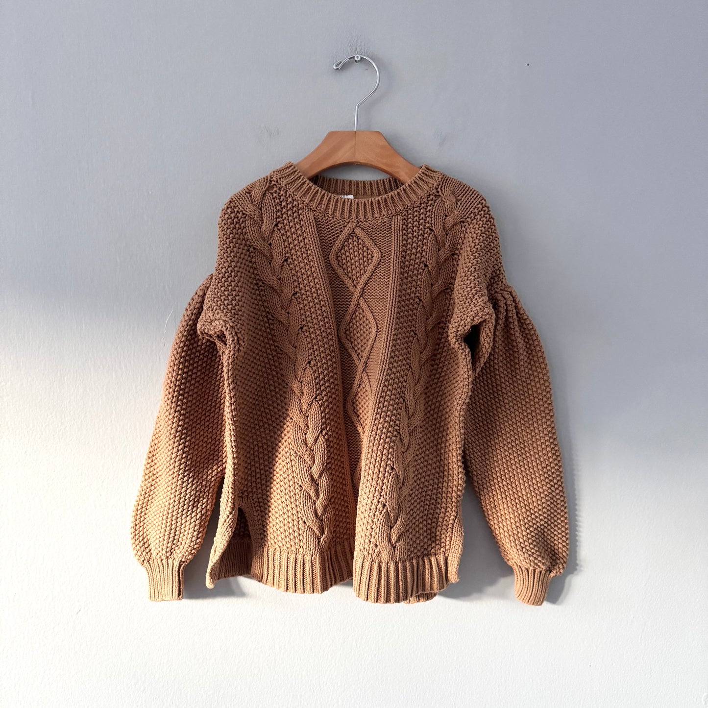 Gap / Brown cotton cable knit pullover / 6-7Y