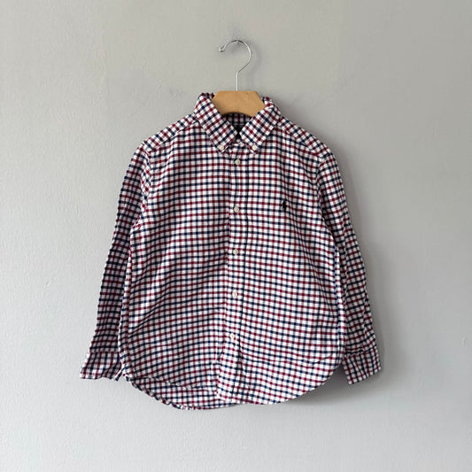 Polo Ralph Lauren / White navy red checked shirt / 6Y