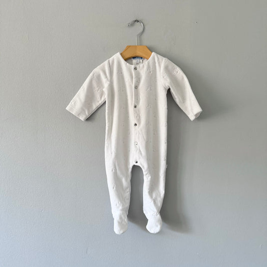 Jacadi / White velour romper / 6M