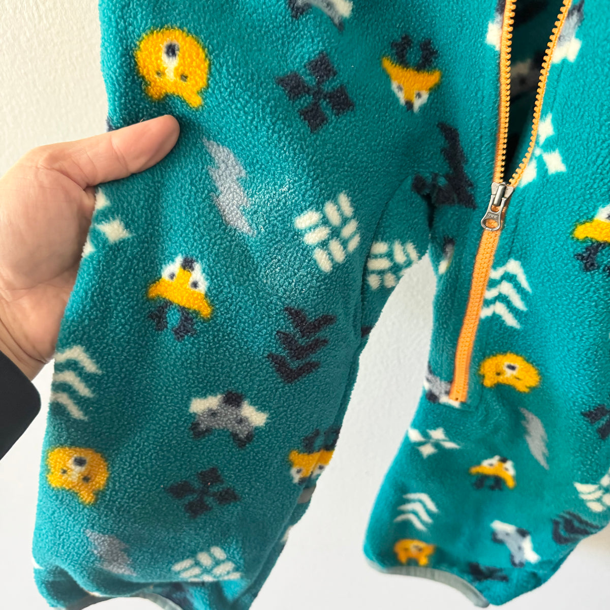 Columbia / Green x animal fleece bunting suit / 18-24M