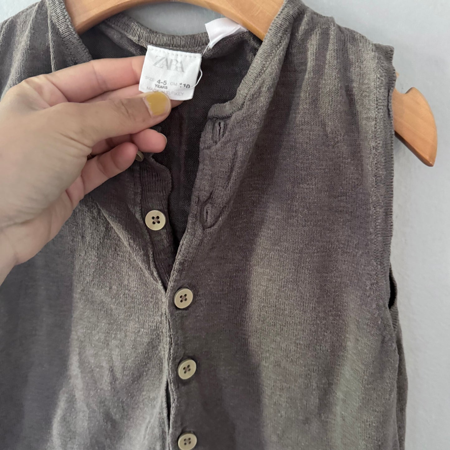 Zara / Grey brown knit tank romper / 4-5Y