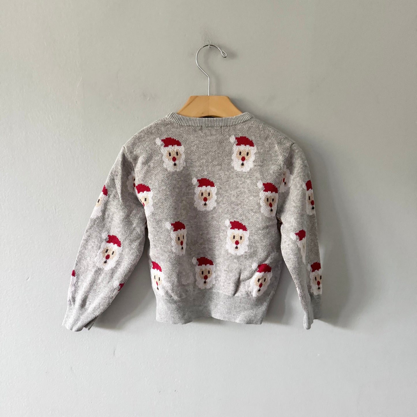 Petit lem	/ Light grey x santa knit pullover / 2-3Y