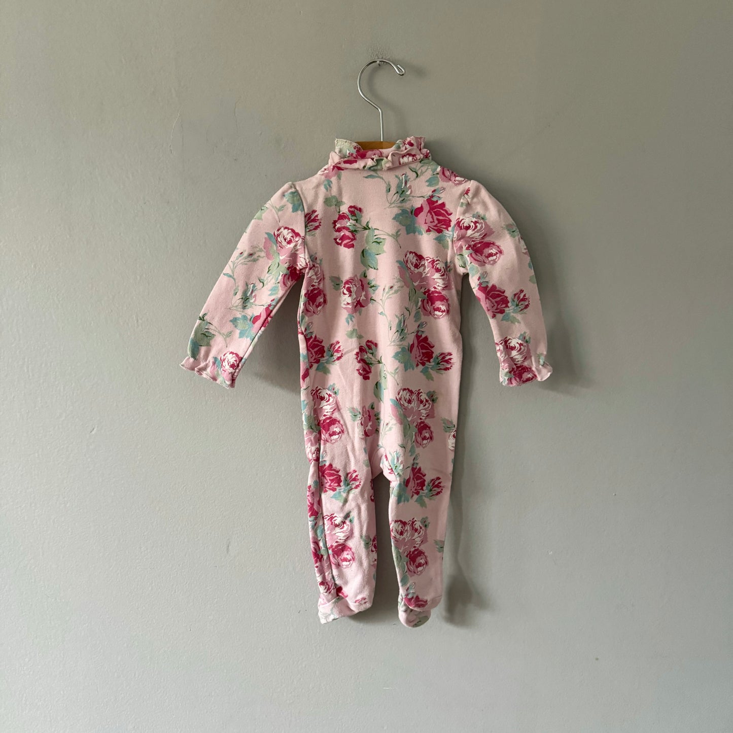 Laura Ashley baby / Pink rose romper / 6-9M