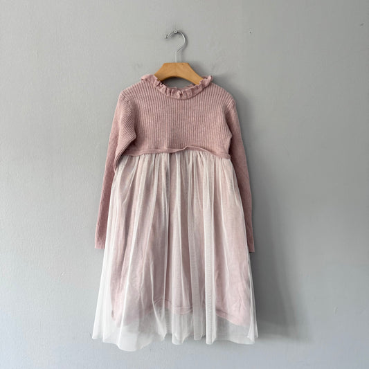 The little white company / Pink x tutu knit dress / 5-6Y