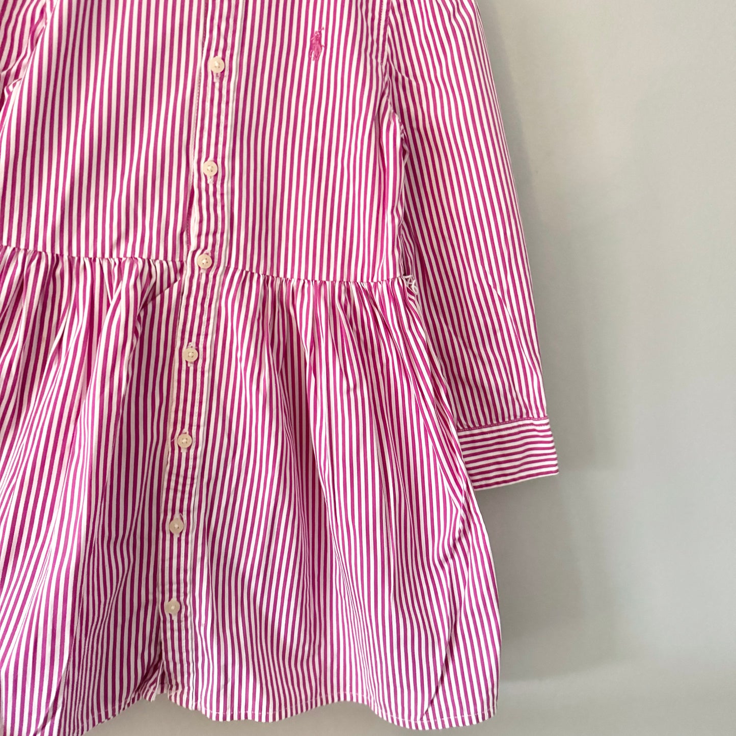 Polo Ralph Lauren / Pink x white striped shirt dress / 4T