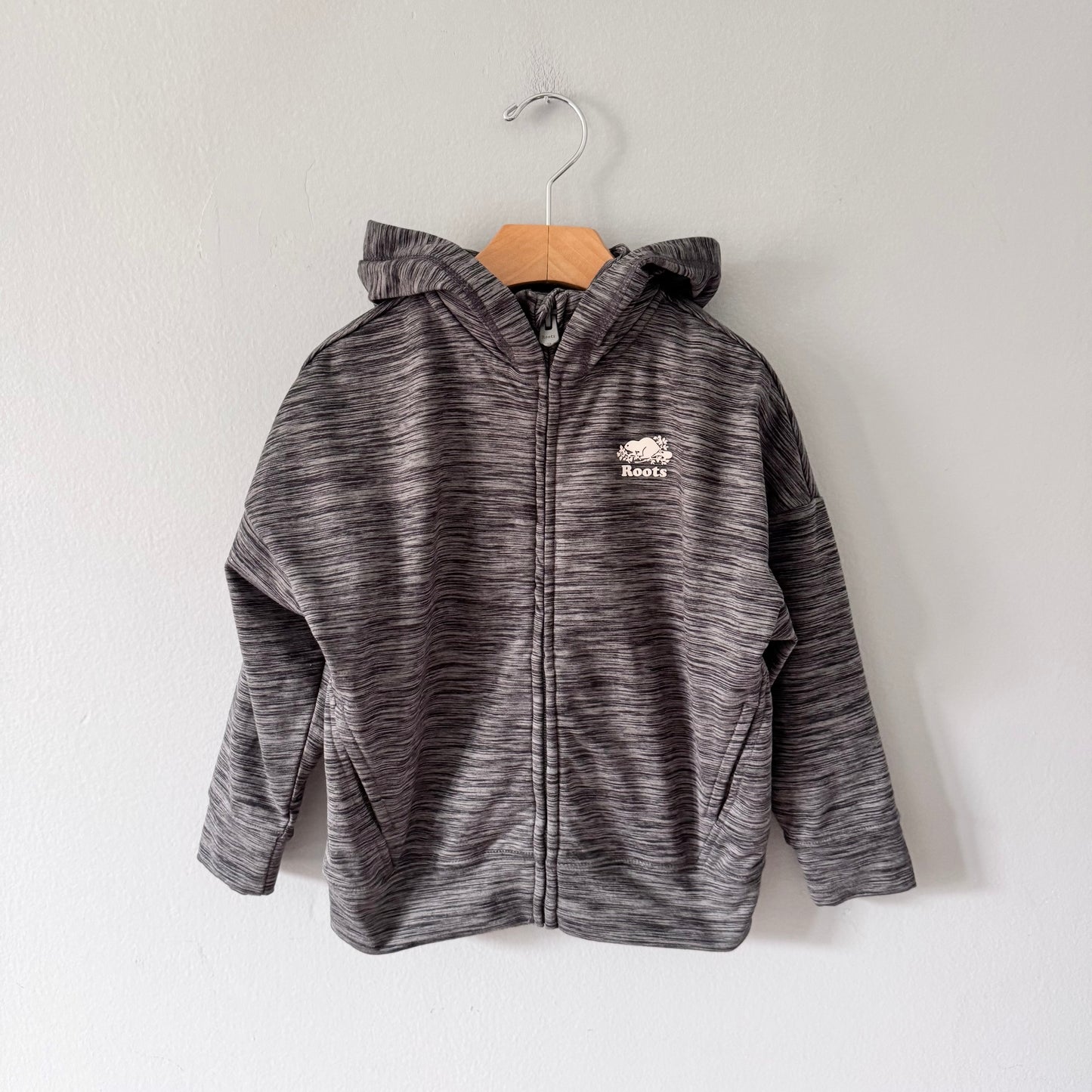 Roots / Sweat à capuche zippé gris actif / 5T