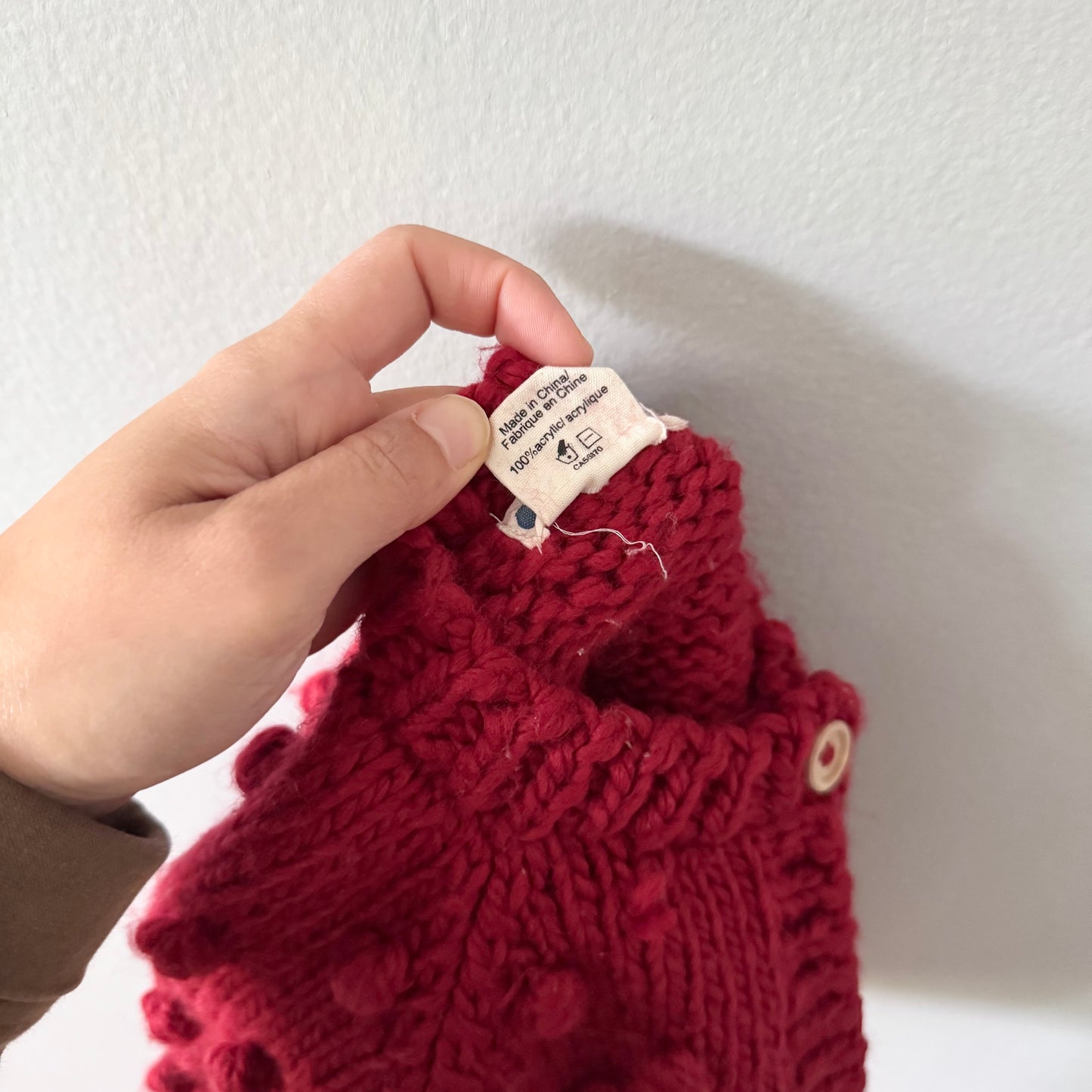 The Blueberry hill / Red bubble knit cardigan / 6-12M