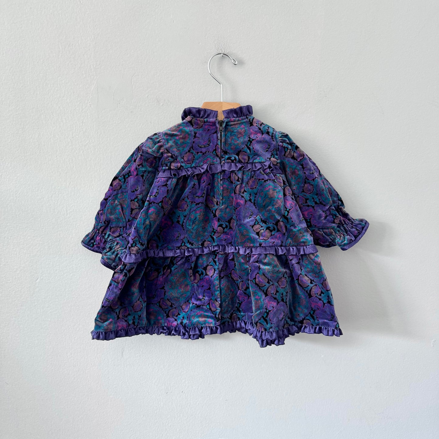 Vintage / Black, purple velour dress / 24M