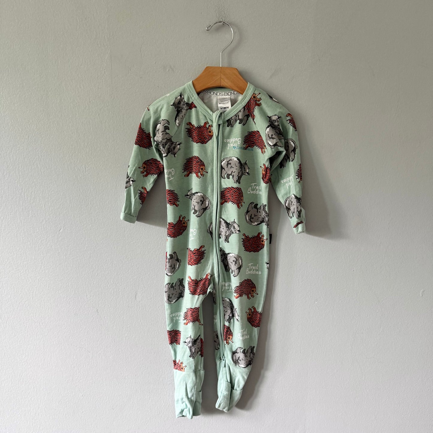 Bonds / Green x animal romper / 6-12M