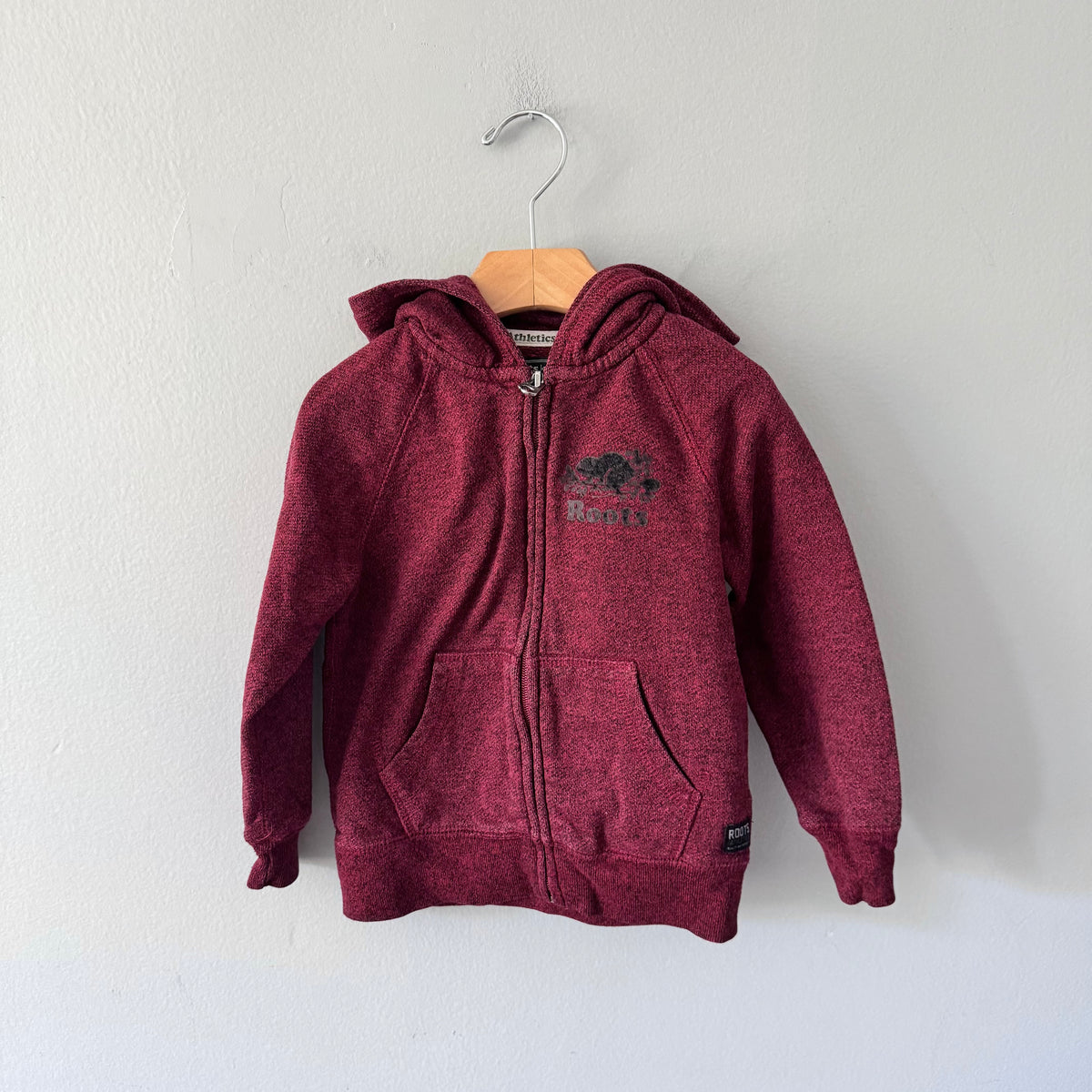 Roots / Red salt and pepper zip up hoodie / 4T