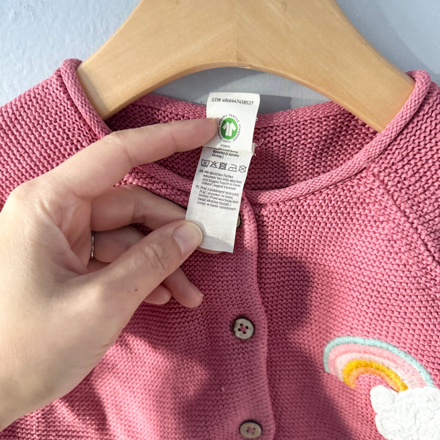 Alana / Pink red cotton knit cardigan/ 2T(92)