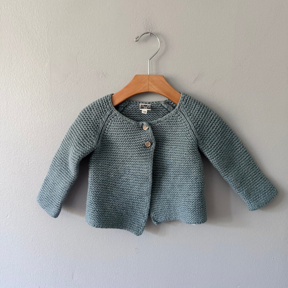 Bonton / Smokey blue knit cardigan / 18M