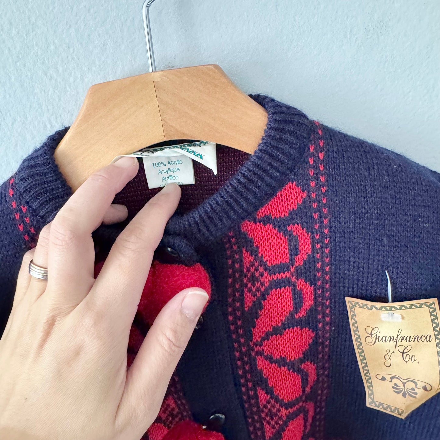 Vintage / Gianfranca & Co.Black x red knit cardigan / 18M - New with tag