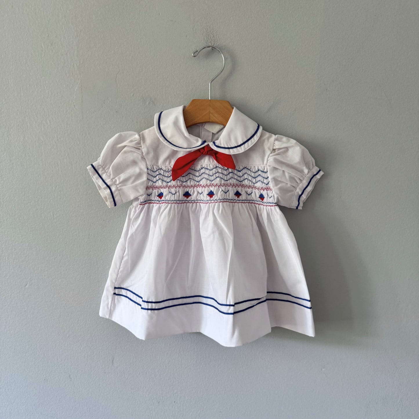 Vintage / White blue blouse dress / 18M