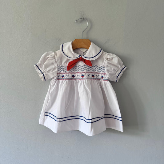 Vintage / White blue blouse dress / 18M