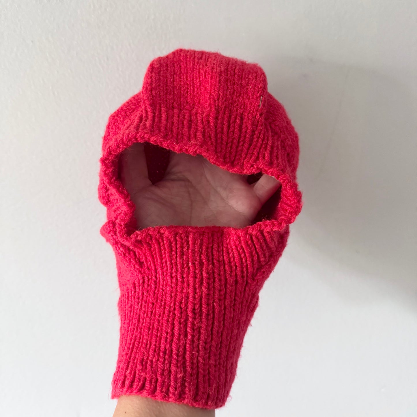 Handmade / Red knit balaclava / 12-24M