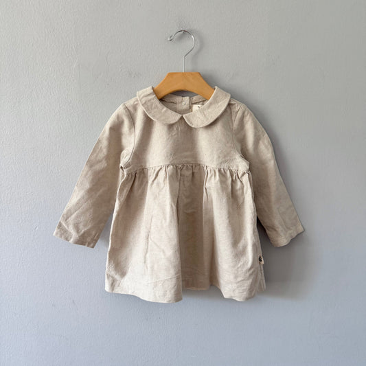 Les Petites Natures / Ivory linen x cotton dress / 3T