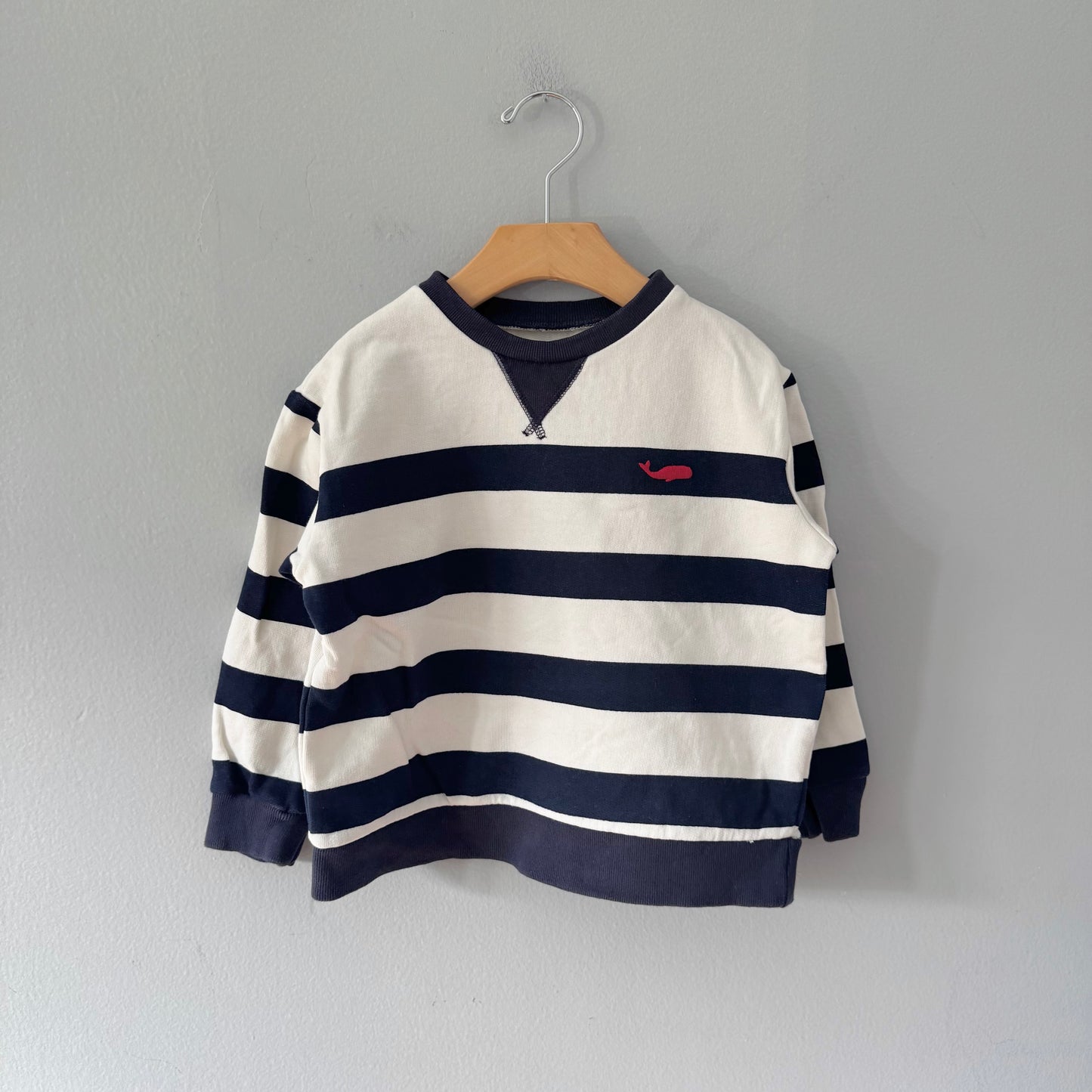 Hatley / White x navy stripe sweatshirt / 4Y