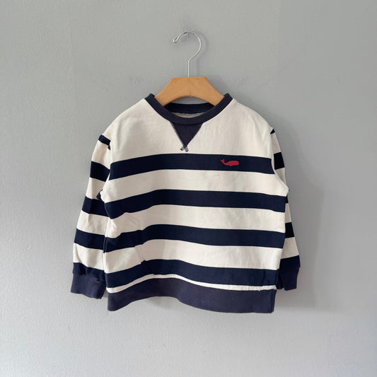 Hatley / White x navy stripe sweatshirt / 4Y