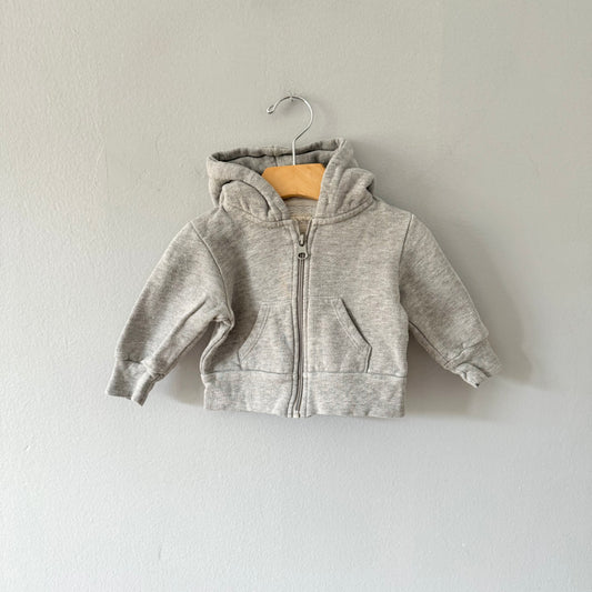 Mini Mioche / Light grey zip up hoodie / 3-6M