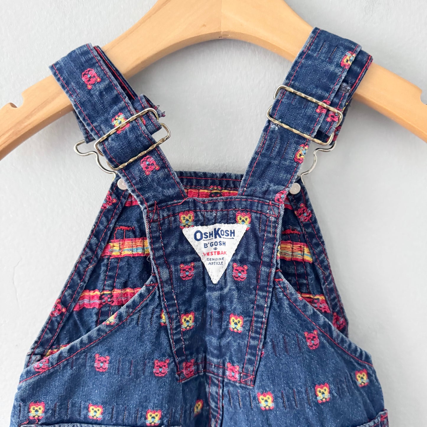 Oshkosh	Vintage / Denim overalls - woven animal pattern / 3Y