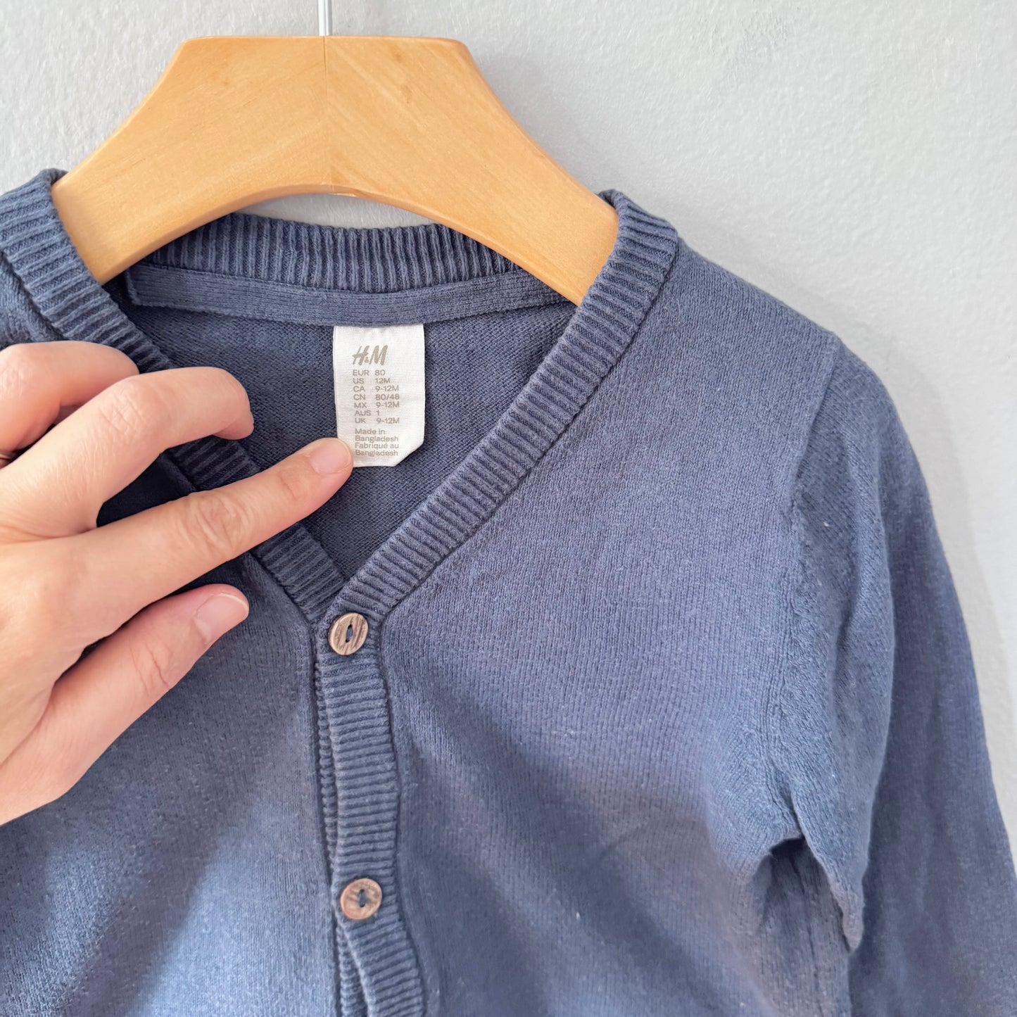 H&M / Navy cotton cardigan / 9-12M