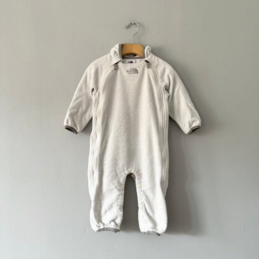 The North Face / White fleece bunting suit / 6-12M