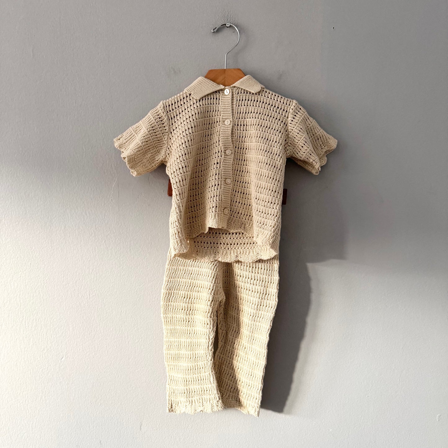 H&M / Ivory cotton knit set up / 6-9M - New with tag