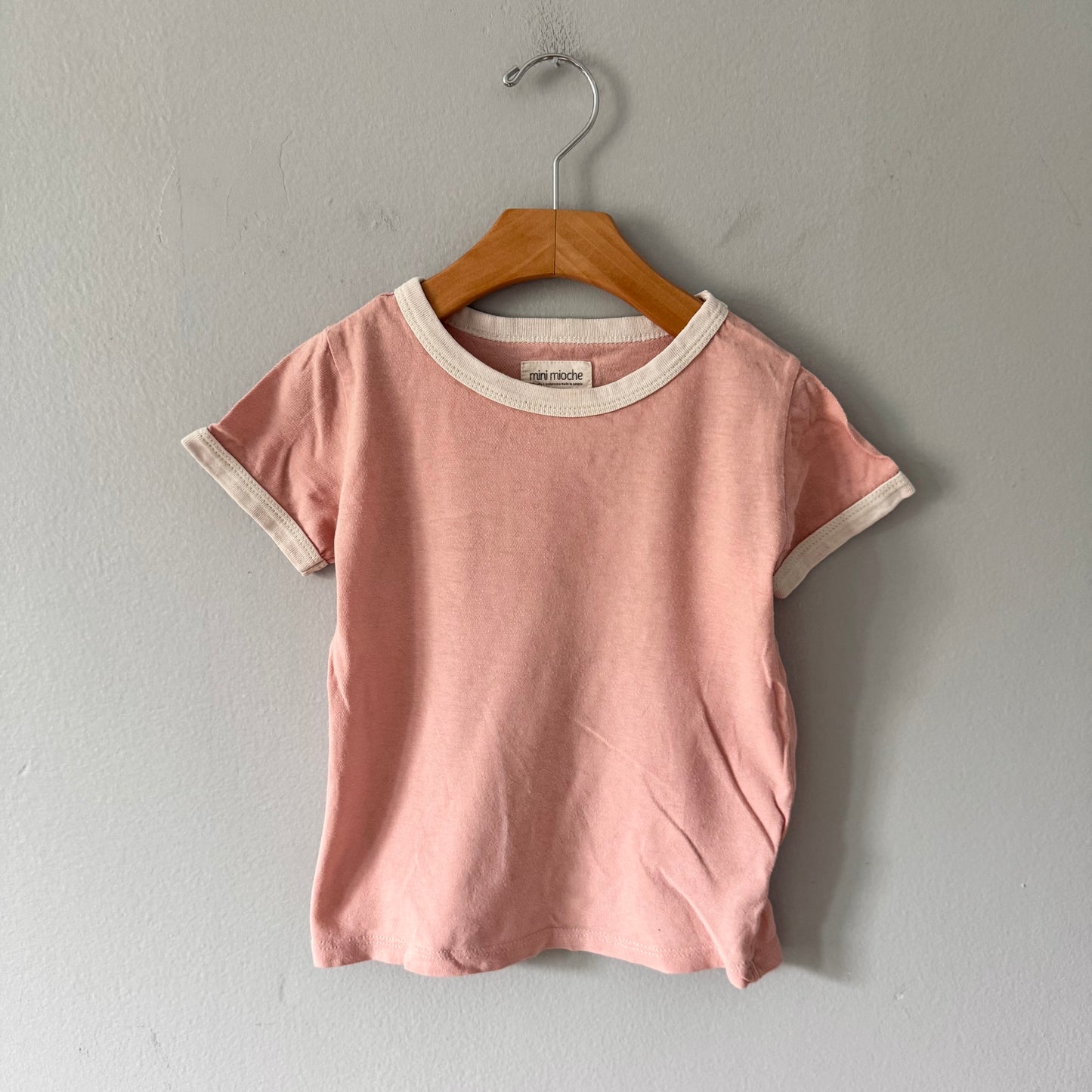 Mini mioche / Pink x white T-shirt / 3-4Y