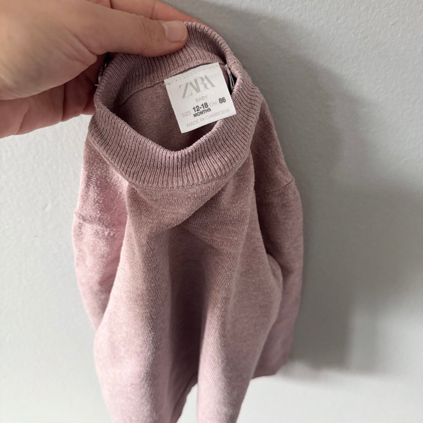 Zara / Smokey pink knit turtle neck top / 12-18M