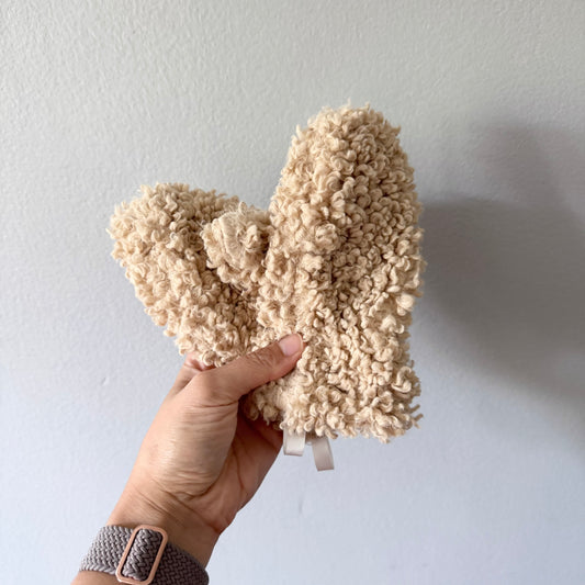 H&M / Sherpa beige mittens / 2-4Y